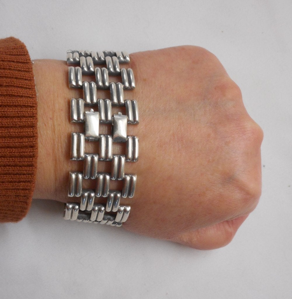 Zilveren prachtige royale antieke armband nr.1270, Verzenden, Zo goed als nieuw, Zilver, Zilver