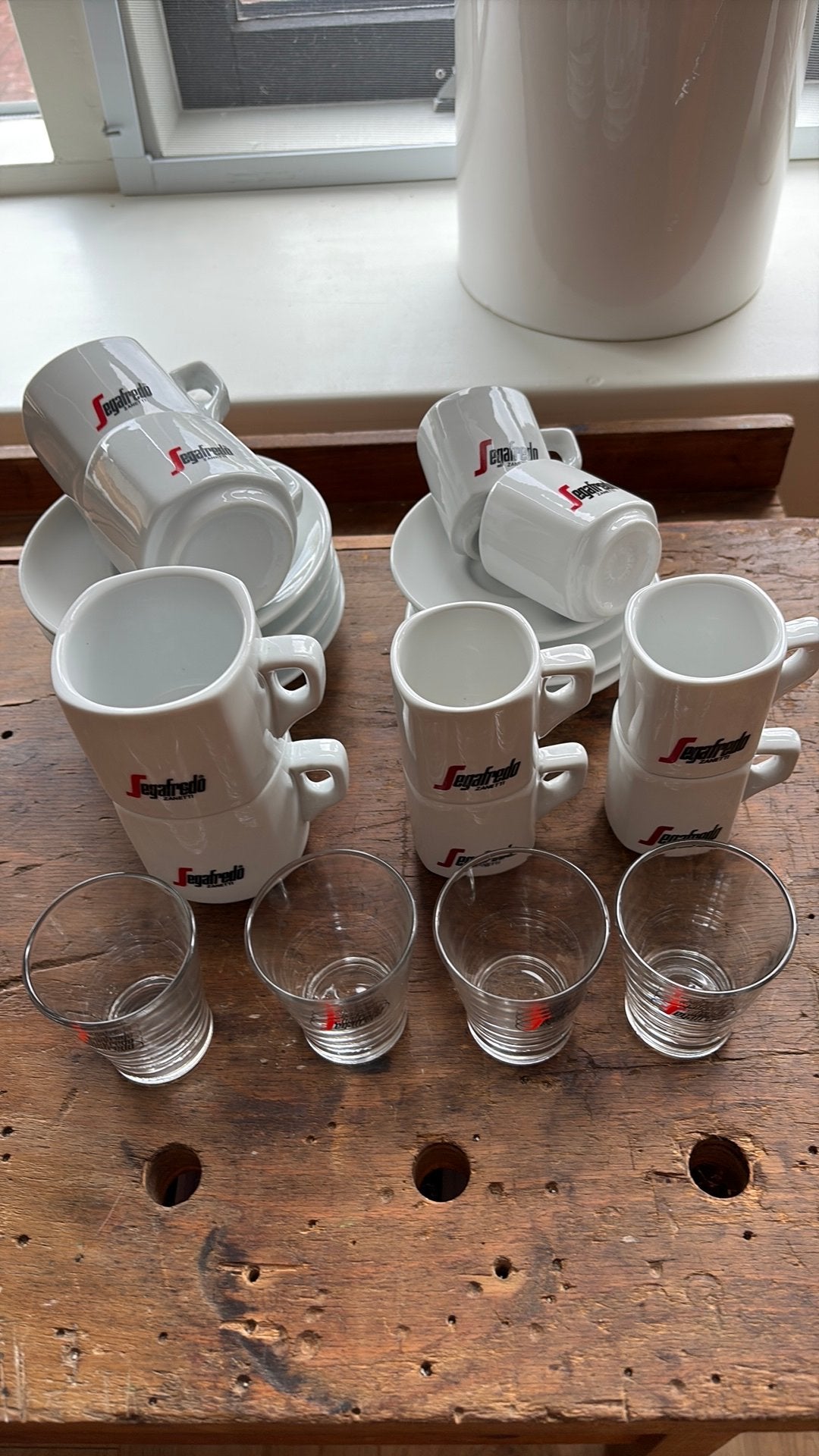 Espressokopjes koffiekoppen schotels Segafredo, Verzenden, Zo goed als nieuw, Overige stijlen, Kop(pen) en/of Schotel(s)