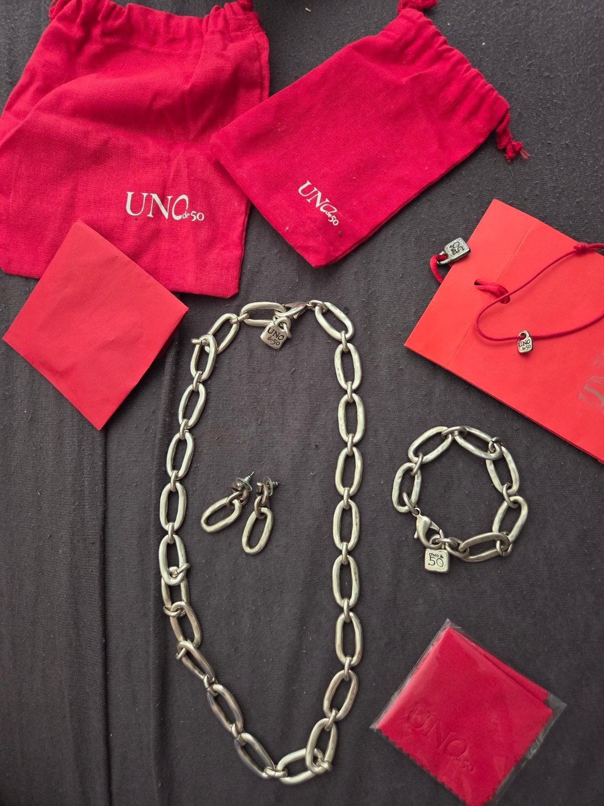 Uno50 sieradenset: ketting, armband en oorbellen, Ophalen of Verzenden, Zo goed als nieuw