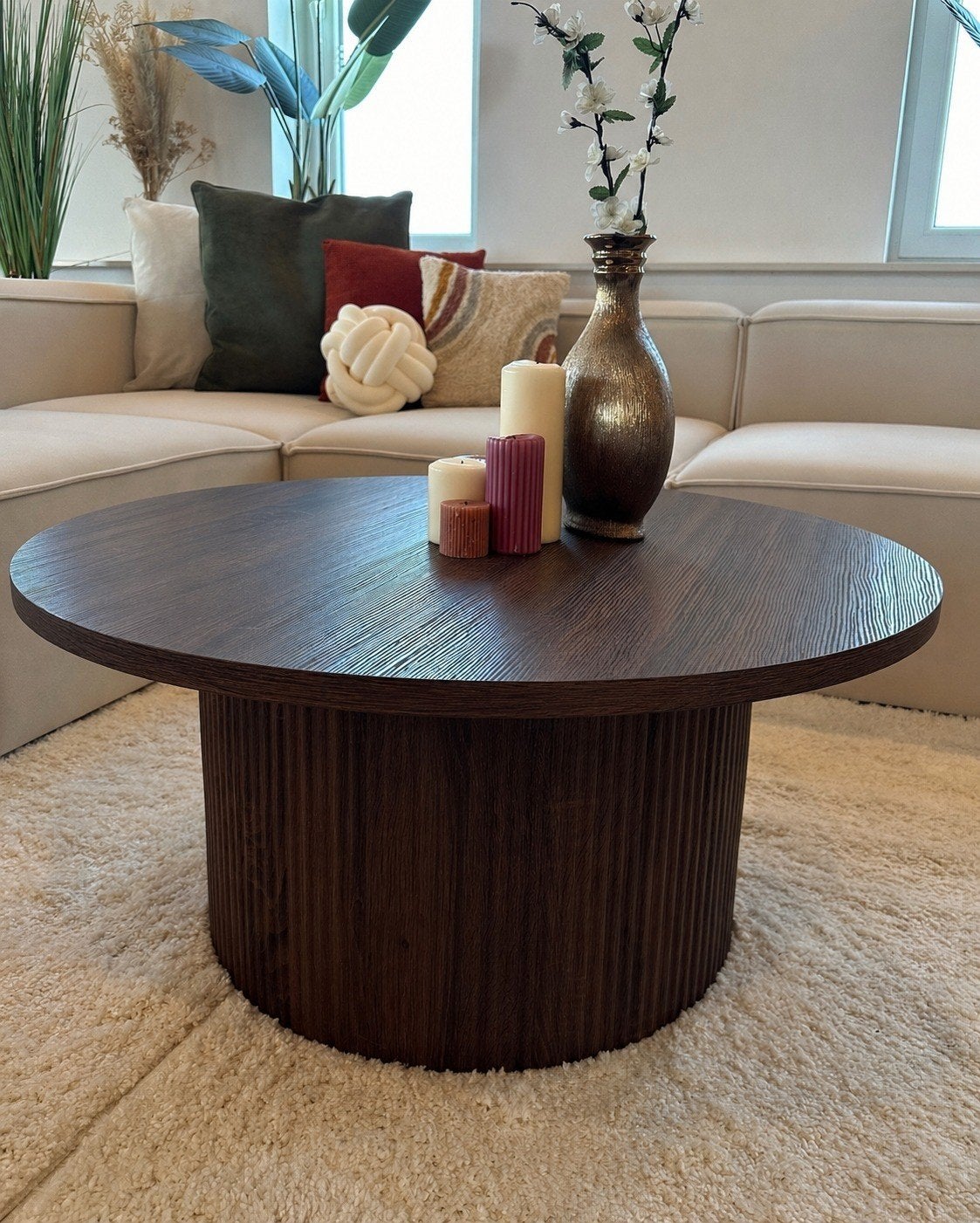 Foto 5 van Moderne ronde salontafel - Zwart of Walnoot, Nieuw in doos