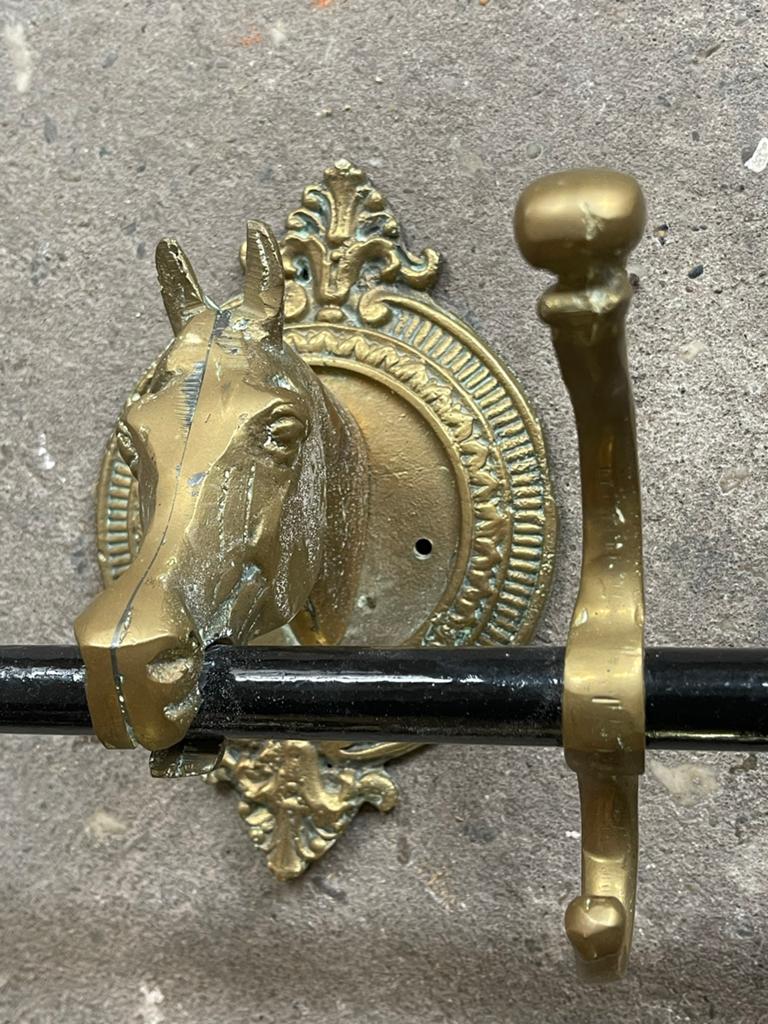 Antieke kapstok met paardenhoofden - messing, Ophalen of Verzenden