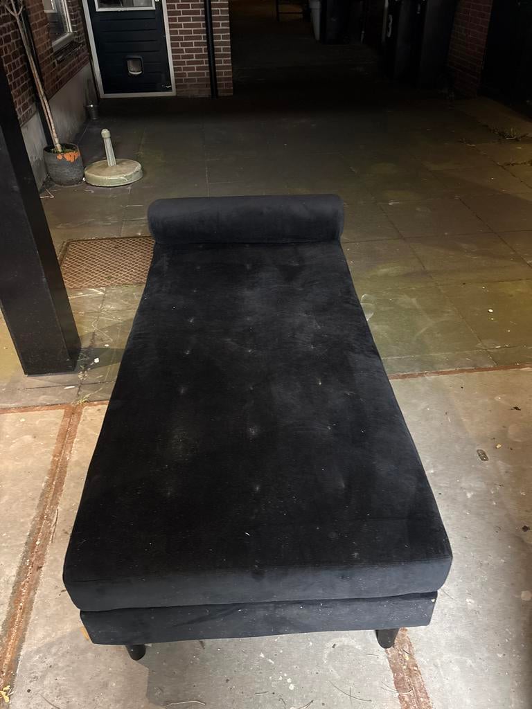 Zwarte Lounchbank - 175x80 cm, Gebruikt, Eenpersoons, 150 tot 200 cm, 75 tot 100 cm