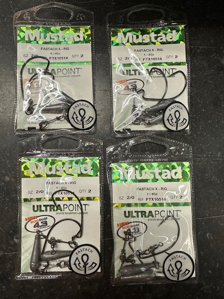 4x2 Mustad Fastach X-Rig maat 2/0  NU €15 (OP=OP), Overige typen, Nieuw, Mustad, Ophalen of Verzenden