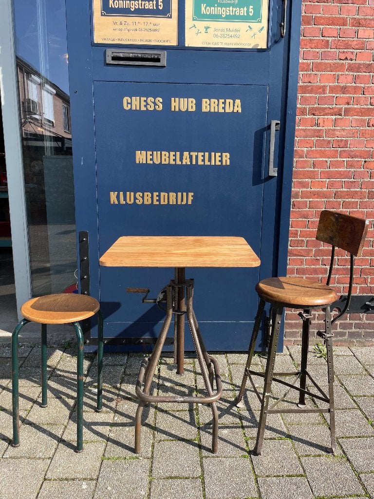 2x toffe tafel in hoogte verstelbaar, statafel eikenhout, Ophalen