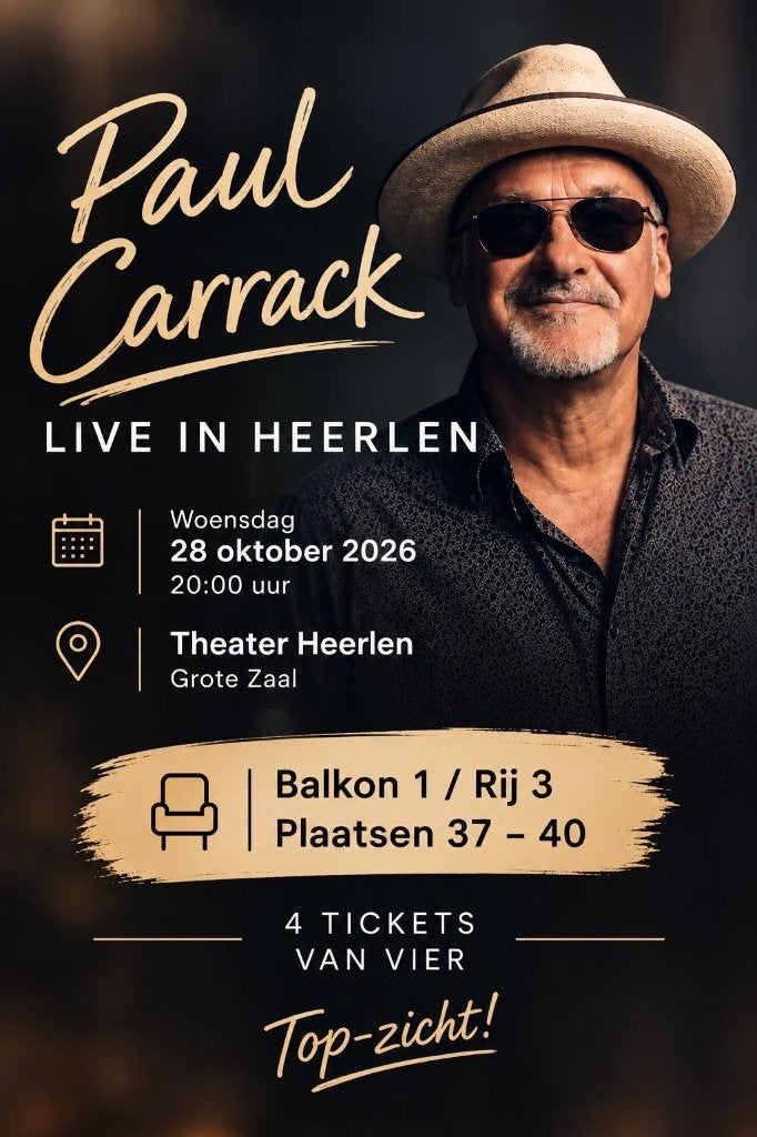 Concertkaarten Paul Carrack, Drie personen of meer, Oktober