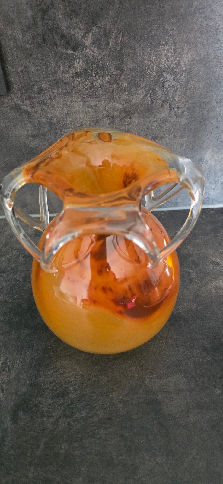 Retro glazen vaas jaren 60, gaaf, amber, Ophalen of Verzenden