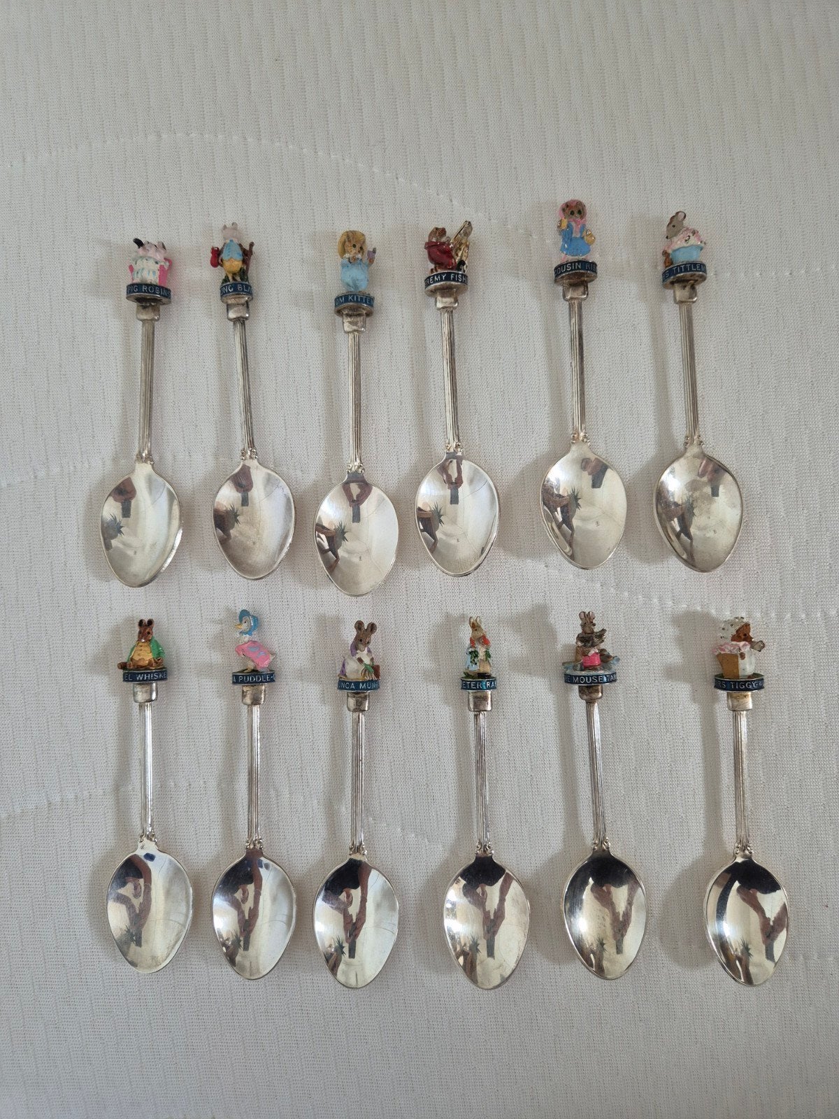 Lepeltjes Beatrix Potter 12x., Verzamelen, Ophalen of Verzenden, Nieuw, Metaal, Bestek