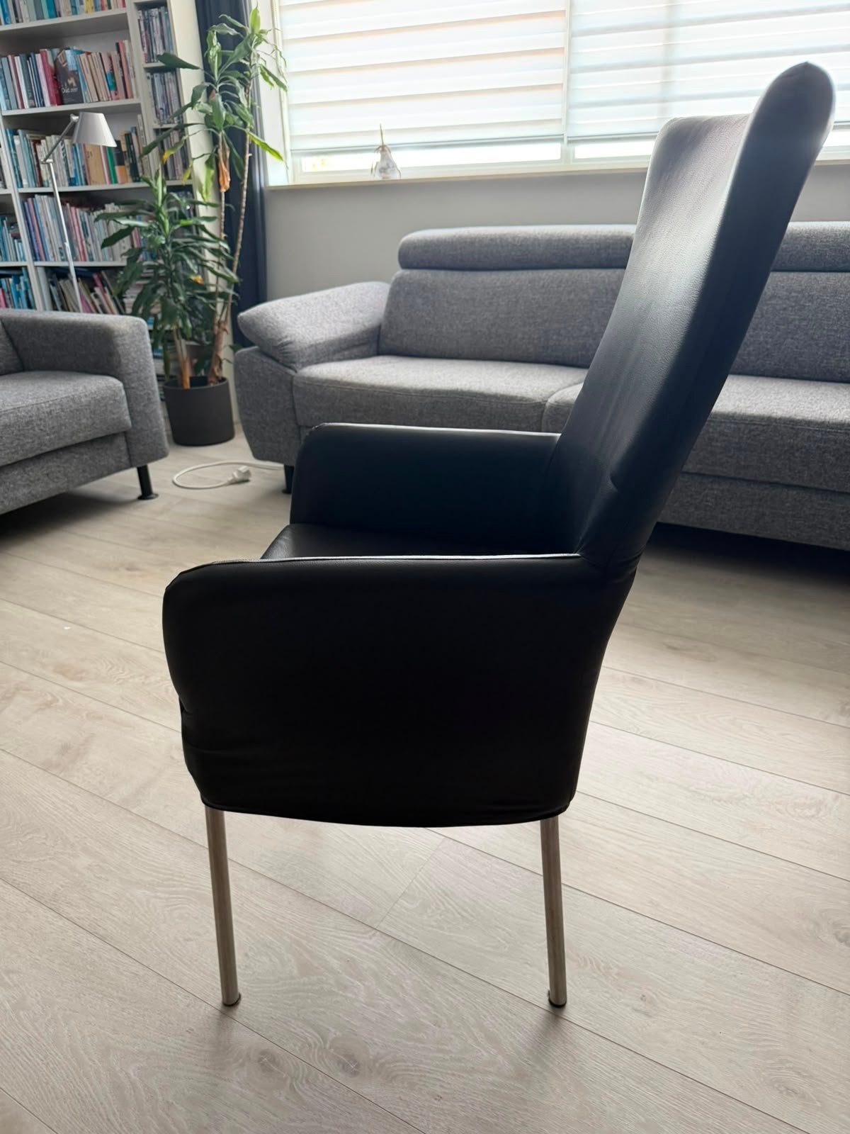6 zwarte eetkamerstoelen, goede kwaliteit, geen beschadiging, Ophalen, Zwart, Leer, Zo goed als nieuw