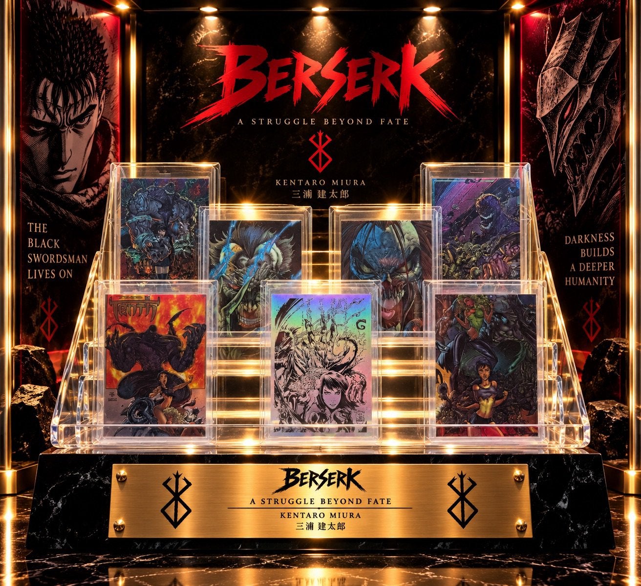 Berserk & The Tenth – bijzondere 7-delige comic card set, Verzenden, Zo goed als nieuw, Meerdere kaarten, Foil