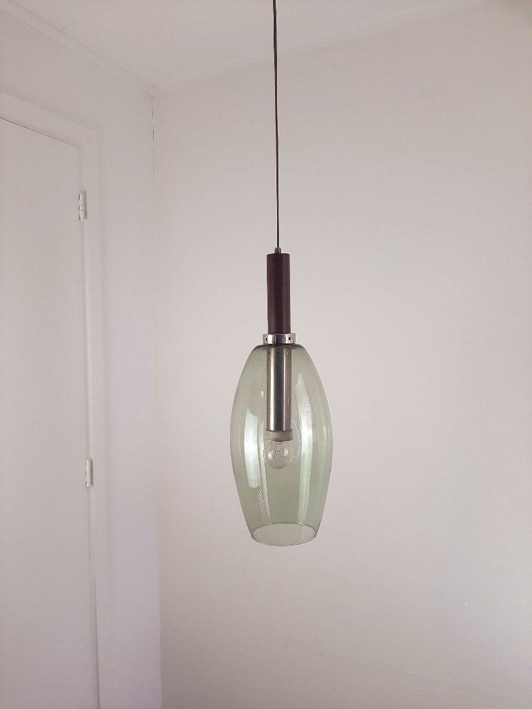 Hanglamp uit de jaren 70, Huis en Inrichting, Lampen | Hanglampen, Ophalen, Gebruikt, Vintage, Glas