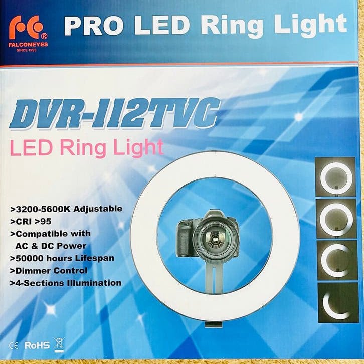 Falcon Eyes DVR-112TVC LED Ring Light met tas, Falcon Eyes, Belichting, Ophalen, Zo goed als nieuw