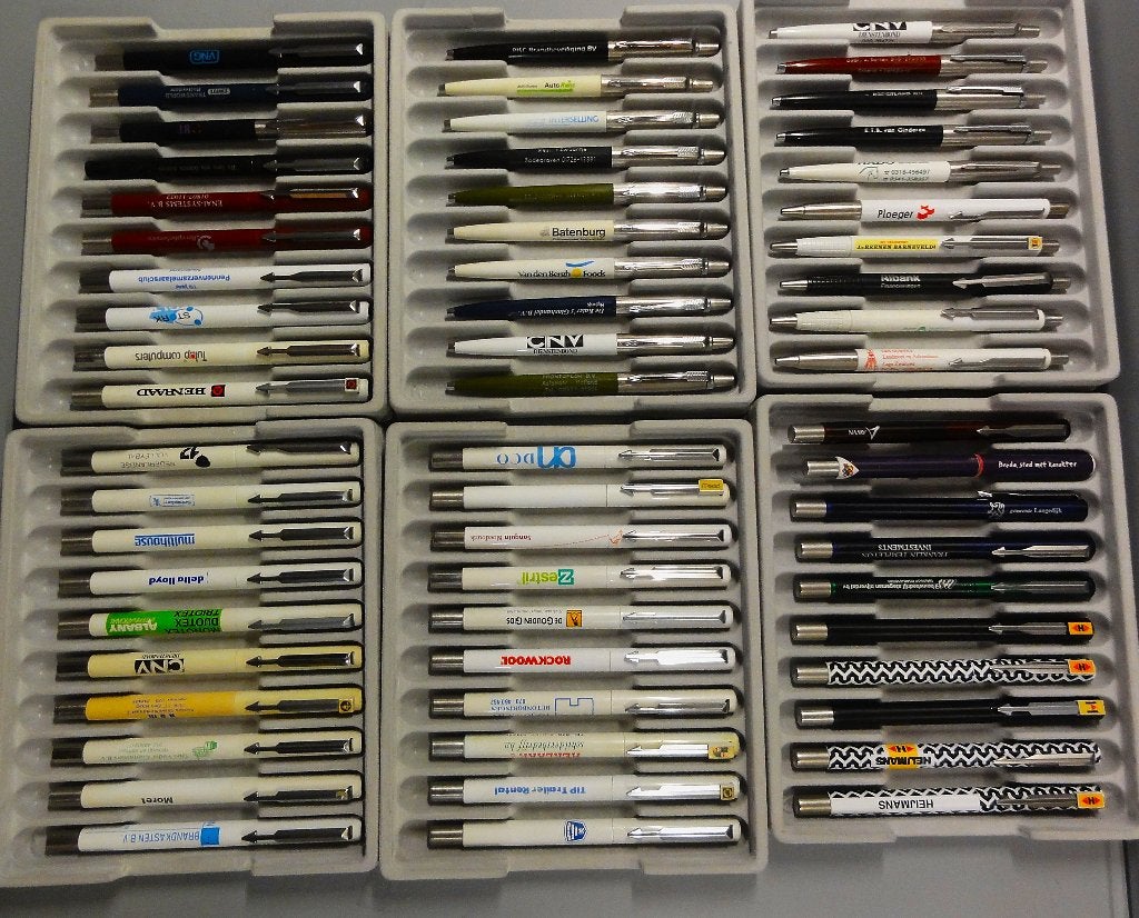 60 x PARKER pennen MET RECLAME, Gebruikt, Parker, Overige typen, Ophalen of Verzenden