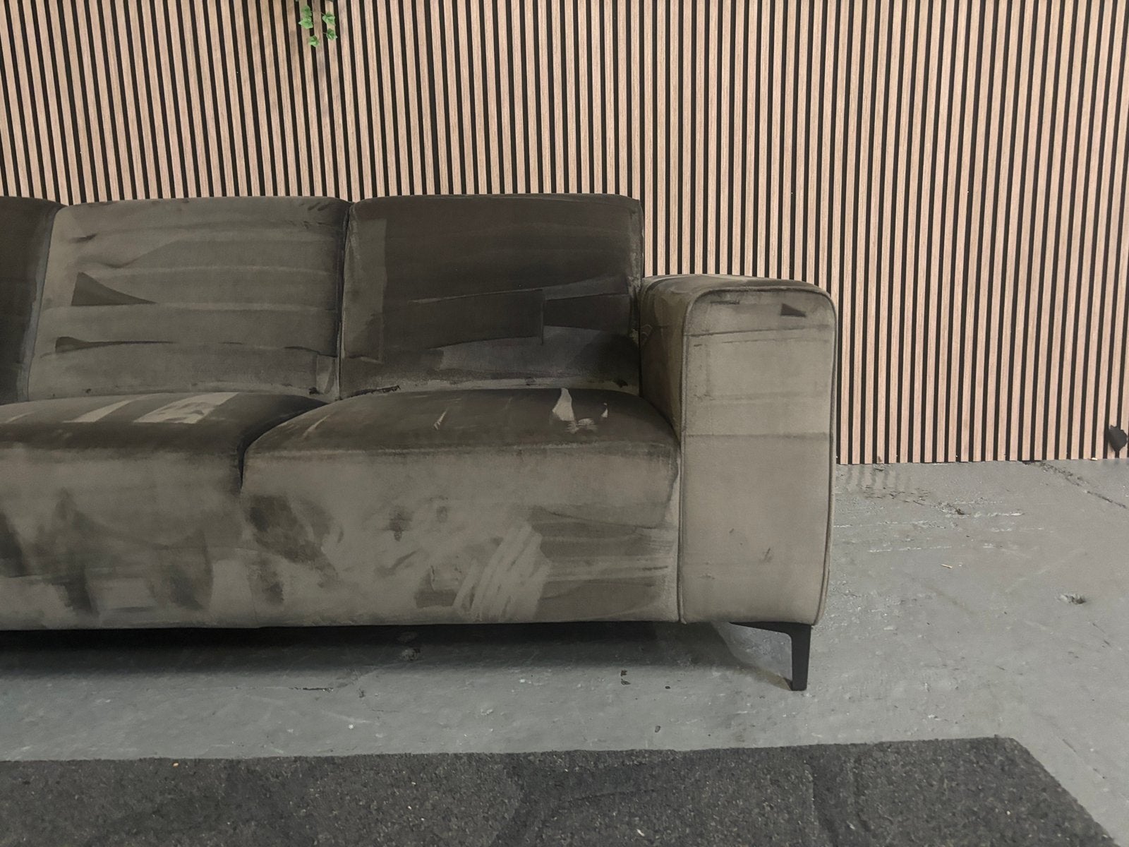GRATIS LEVERING Velvet Hoekbank Antraciet 240x200 GEREINIGD, Hoekbank, Ophalen of Verzenden, Zo goed als nieuw, 150 cm of meer