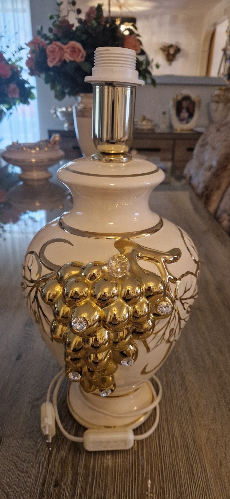 Originele Bassano tafellamp met druivenmotief, Antiek en Kunst, Ophalen