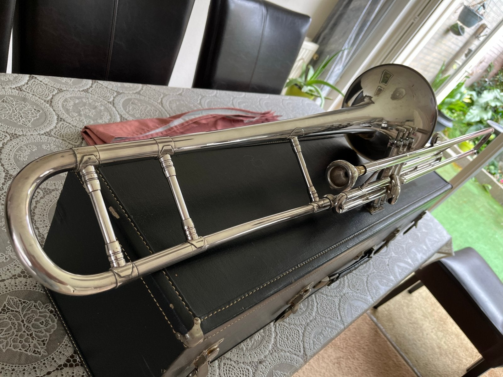 Getzen KN3507 ventielTrombone met koffer, Muziek en Instrumenten, Ophalen, Gebruikt, Koperblazer, Met koffer of draagtas