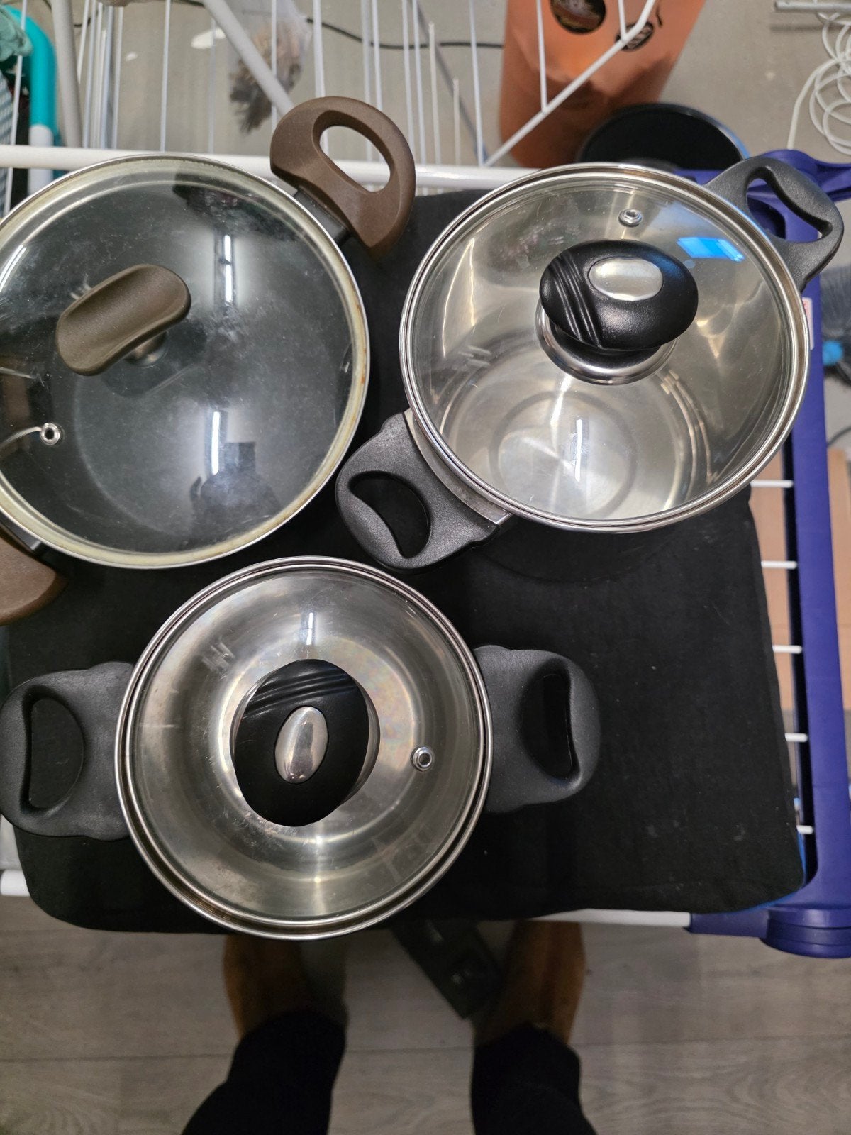 Pannen set voor op camping, Ophalen of Verzenden, Gebruikt, Rvs, Pannenset