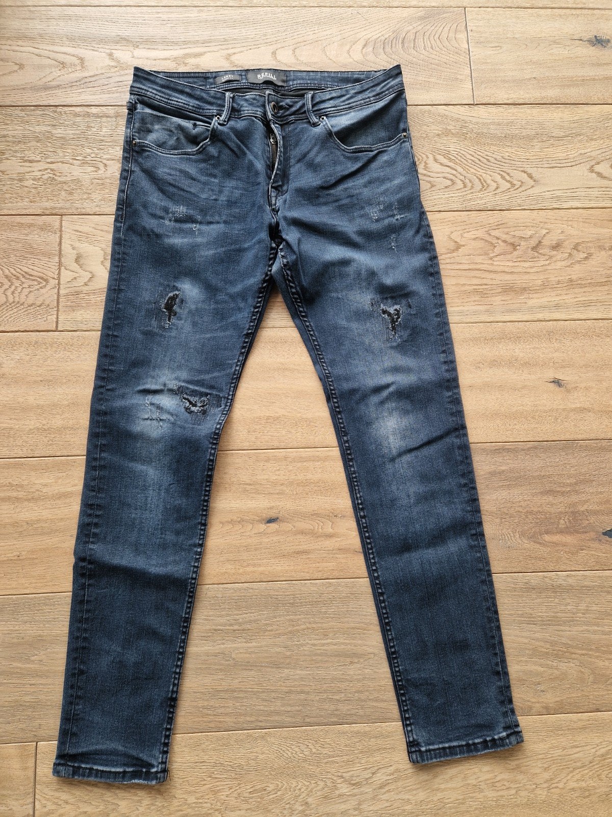 Refill Leroy Skinny Destroy Dark Denim Jeans W33/L32, Blauw, Refill, Ophalen of Verzenden, W33 - W34 (confectie 48/50)