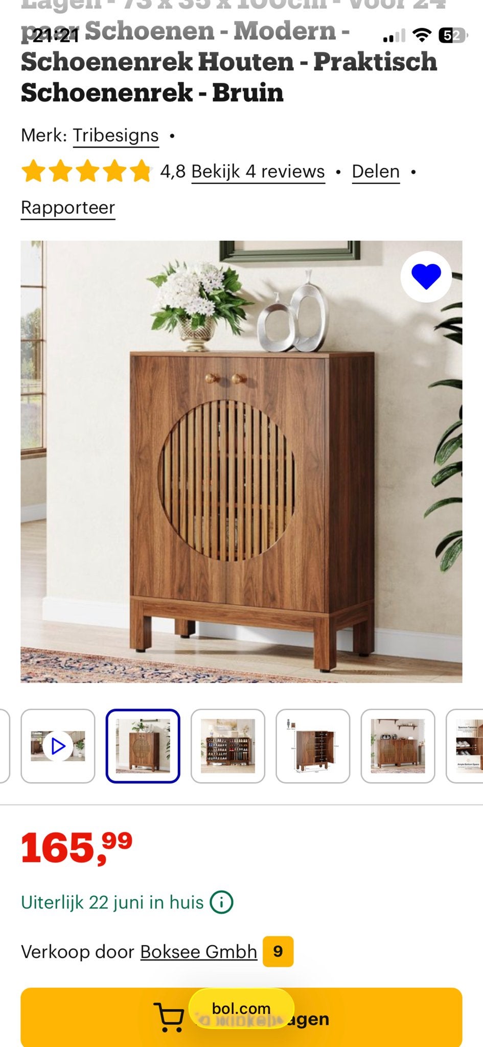 Nieuw!  Houten Schoenenrek - Praktisch moo & Modern Bruin, Ophalen, Nieuw