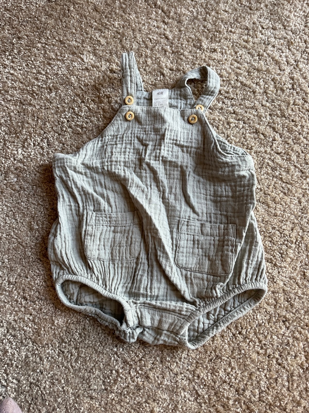 H&M Lichtgroene mousseline romper - Maat 68 (4-6 maanden), Ophalen, Zo goed als nieuw, Jongetje of Meisje