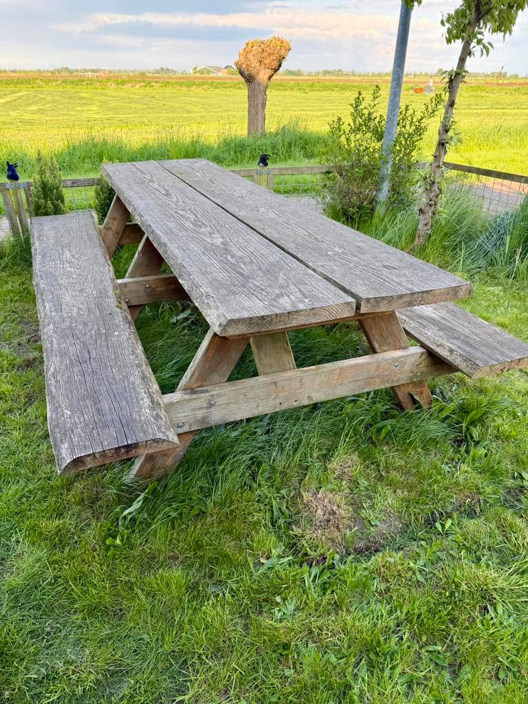 Grote Picknicktafel, Ophalen, Zo goed als nieuw, Rechthoekig, Hout