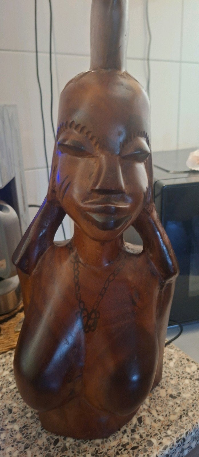 Houten Afrikaans beeld van een vrouw, Hout, Afrika, Ophalen of Verzenden, Beeld