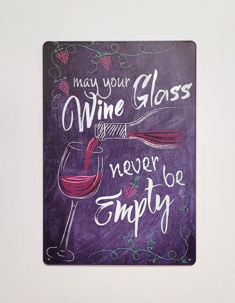 Wine glass never empty wijn reclamebord van metaal wandbord, Huis en Inrichting, Woonaccessoires | Tekstborden en Spreuken, Info@deconoord.nl