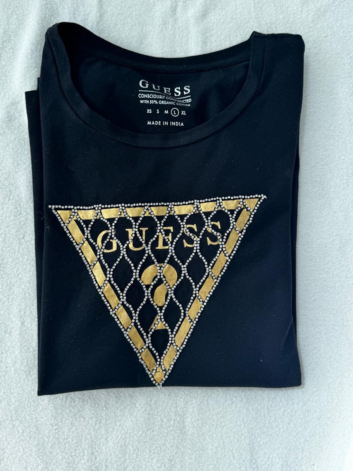 Zwart Guess T-shirt, Ophalen of Verzenden, Zo goed als nieuw, Zwart, Korte mouw