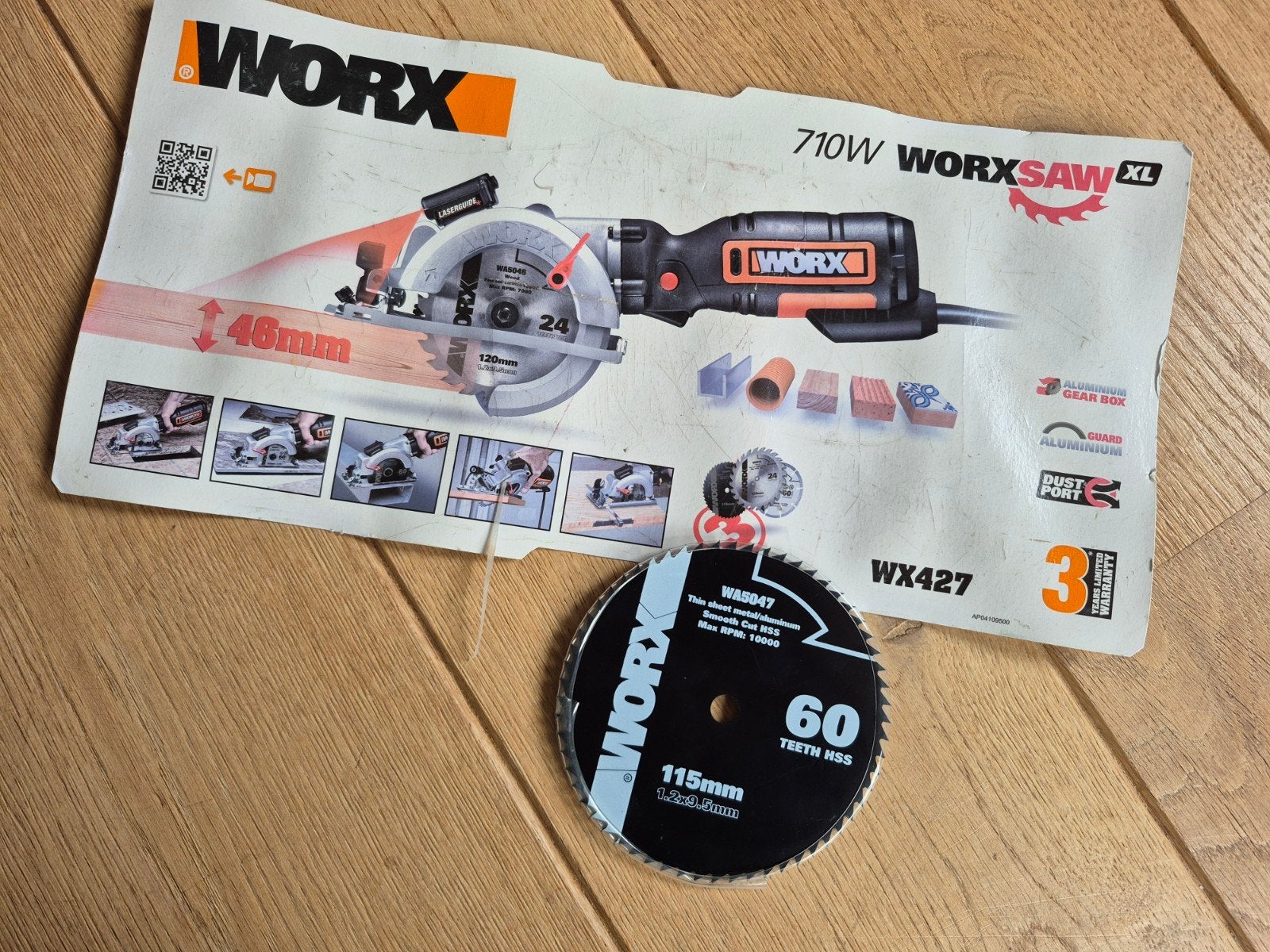 WORX WA5047 115mm 60T HSS Blade
Compatible with WORX saws WX, Worx, Nieuw, Ophalen of Verzenden, Afkortzaag