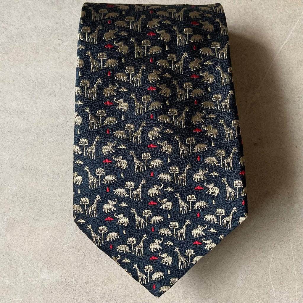 100% zijden stropdas Salvatore Ferragamo met dierenprint, Verzenden, Zo goed als nieuw, Met patroon