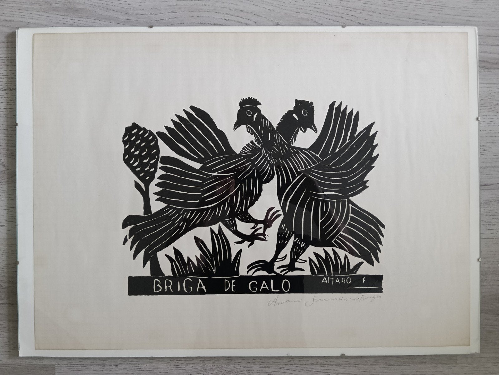 Amaro Francisco (1939–2006) - Briga de Galo". - Hanengevecht, Ophalen of Verzenden, Houtsnede