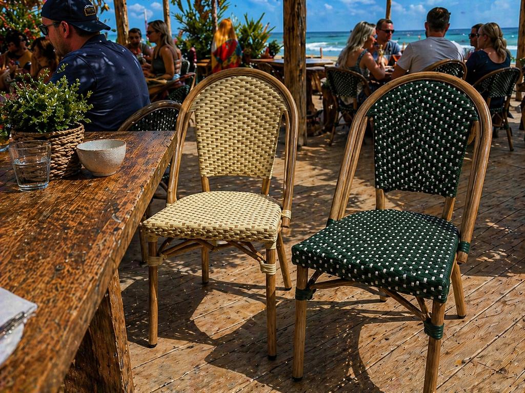 Nieuwe horeca terrasstoel wicker+aluminium € 49,50 incl.btw, Ophalen of Verzenden, Nieuw, Aluminium, Stapelbaar