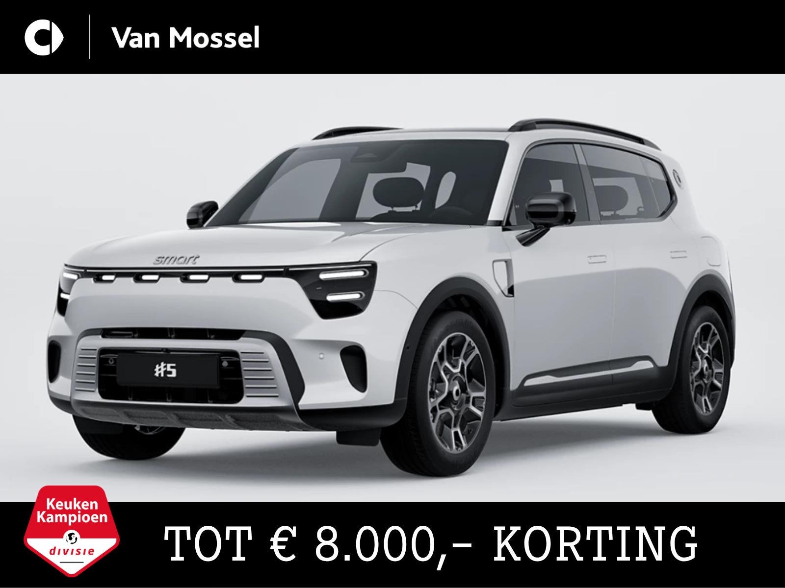 smart #5 Pulse / Halo panoramisch dak / 20" Helix/ Offroad r, Auto's, Smart, Automaat, 12 maanden, Stof, Wit