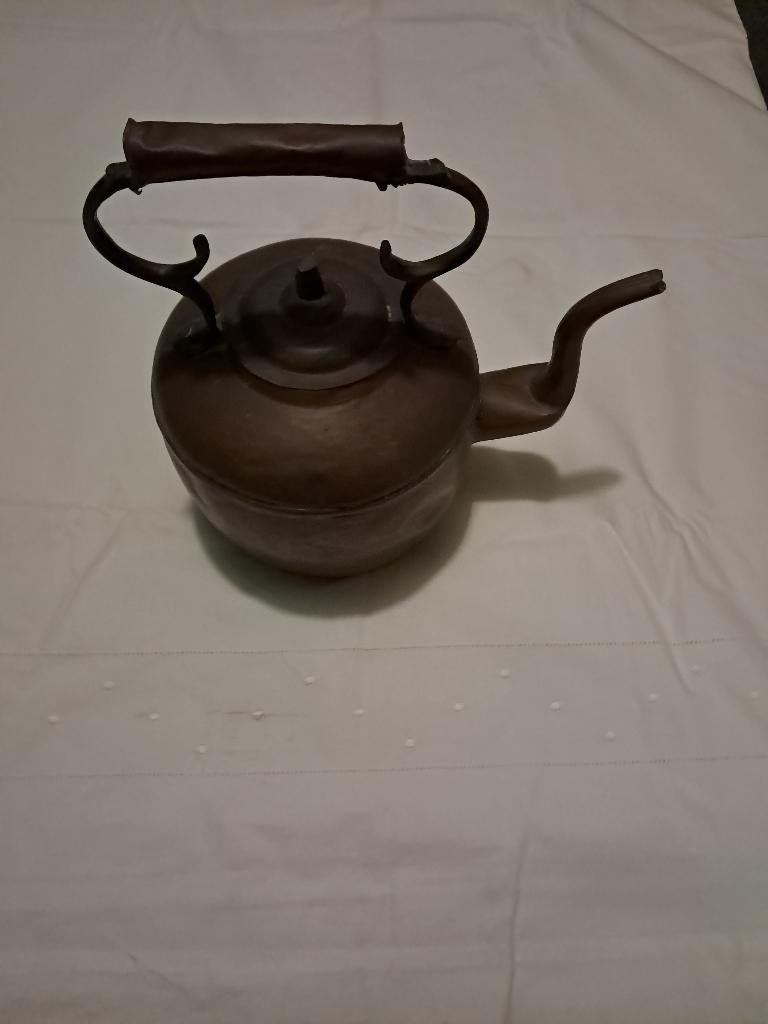 Antieke Ronde Koperen Thee pot, Ophalen of Verzenden