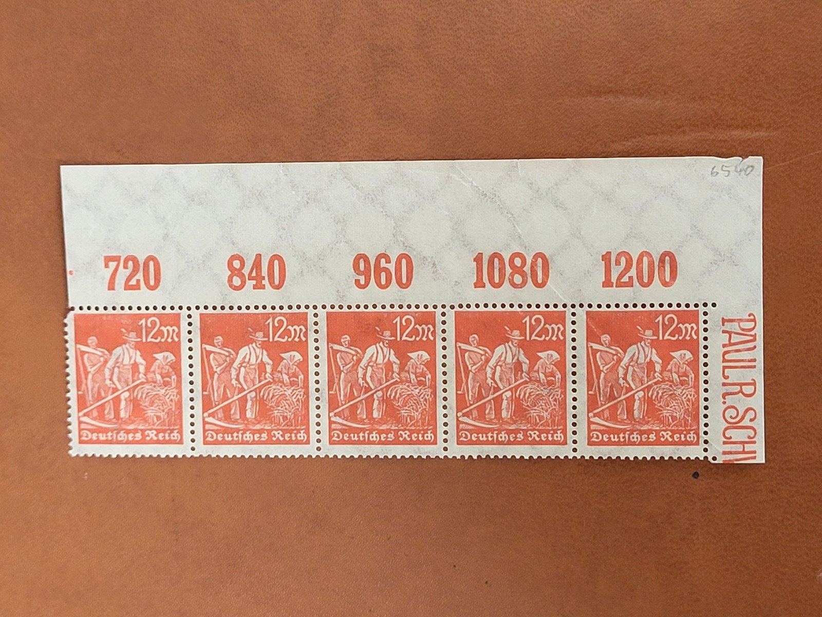 Duitsland 1923 Inflatie Paul.R.Sch. 12m postzegelstrook, Postzegels en Munten, Postzegels | Europa | Duitsland, Postfris, Duitse Keizerrijk