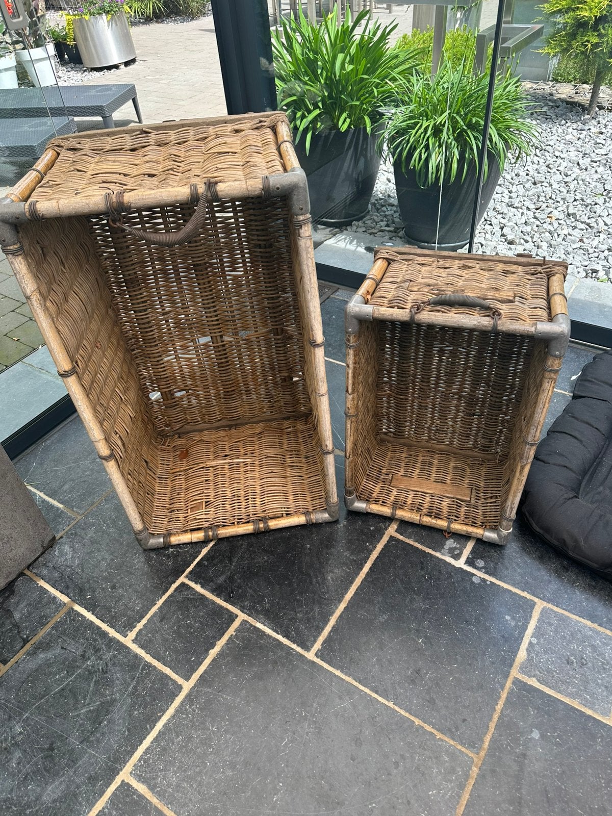 Set van 2 Vintage Rotan Wasmanden / Opbergmanden, Ophalen of Verzenden
