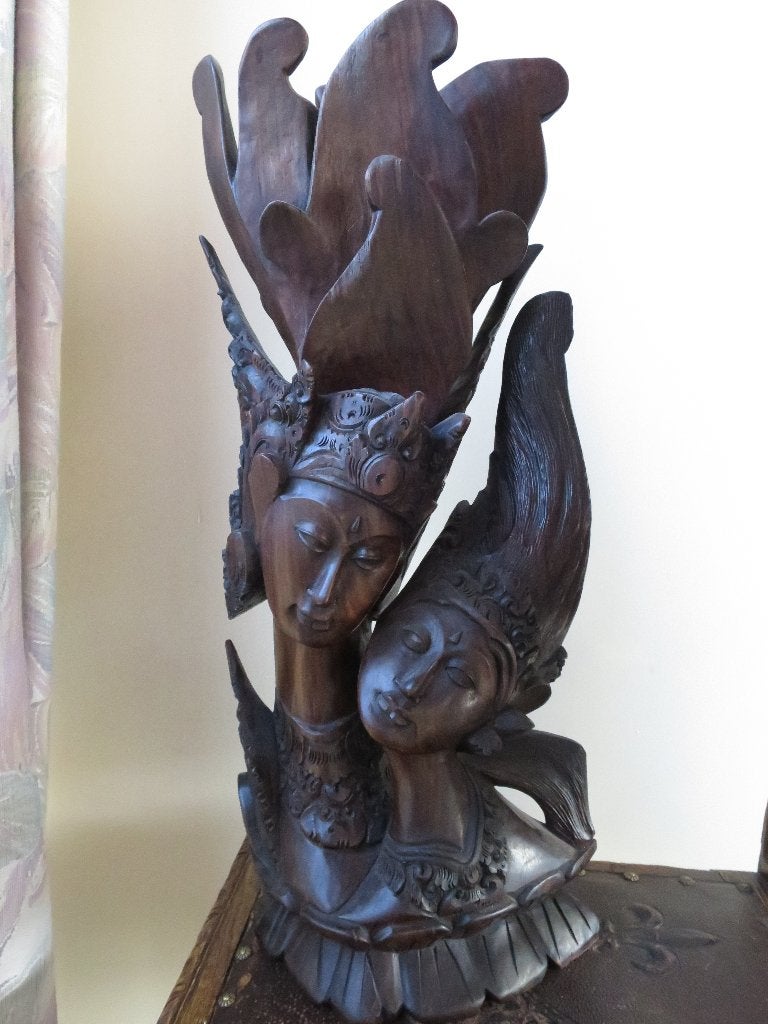 WAARDEVOL PRACHTIG ZWAAR BEELD UIT COROMANDEL HOUT GESNEDEN, Antiek en Kunst, Ophalen of Verzenden