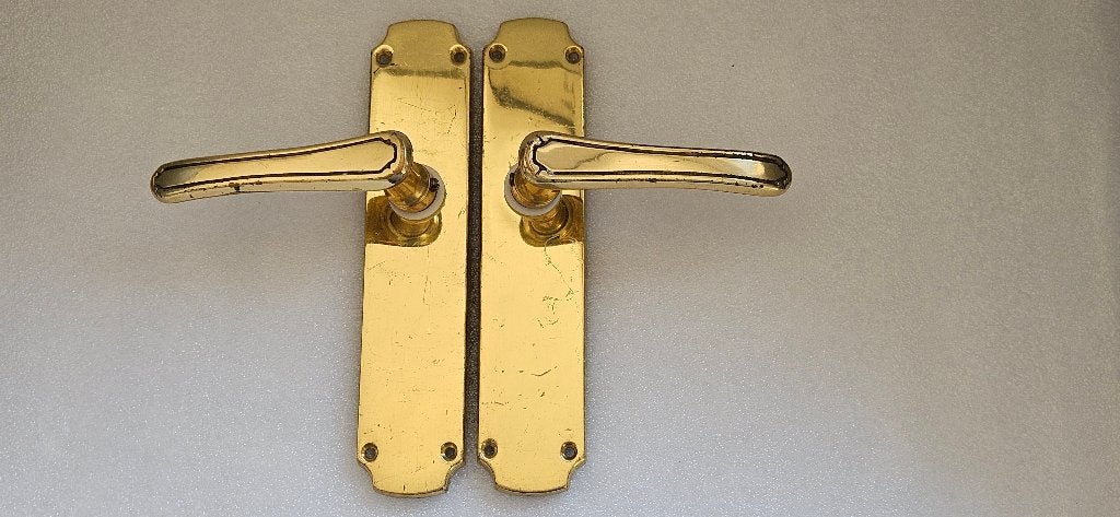 Setje vintage geelkoperen Deurbeslag set nr.27, Antiek en Kunst, Ophalen of Verzenden