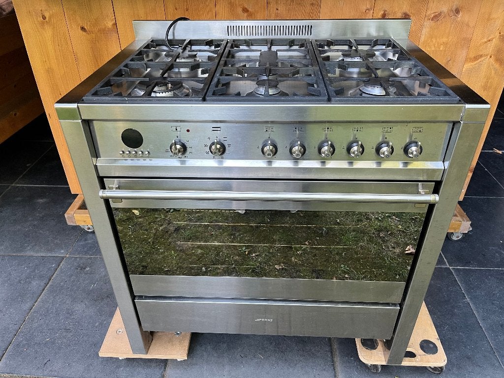 Smeg gasfornuis 90 cm CS19-6, glasplaat vernieuwen, Witgoed en Apparatuur, Fornuizen, Ophalen, Gebruikt, 60 cm of meer, Gas