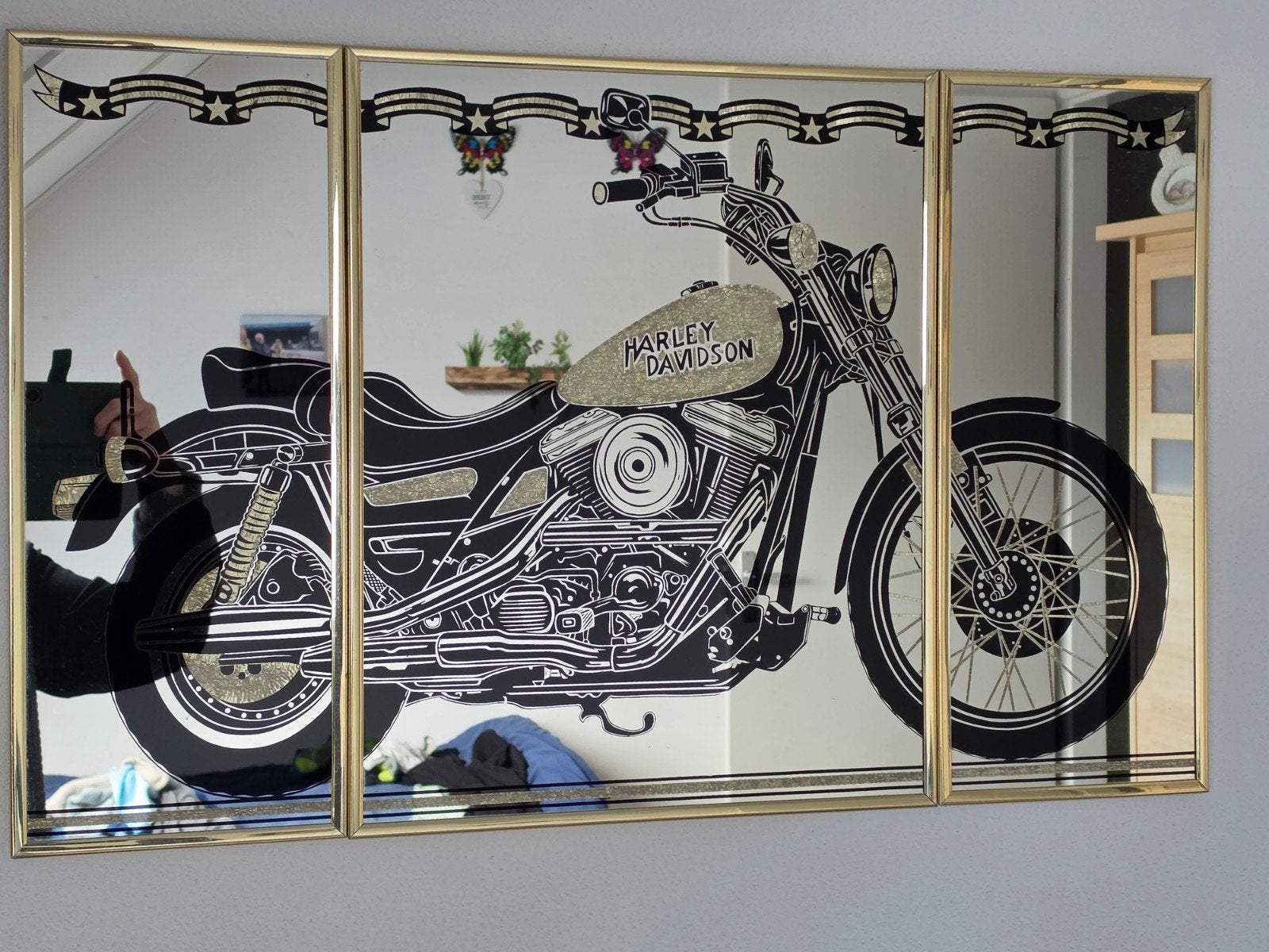 3-luik spiegel Harley Davidson, Ophalen, Gebruikt, 100 tot 125 cm, Minder dan 100 cm