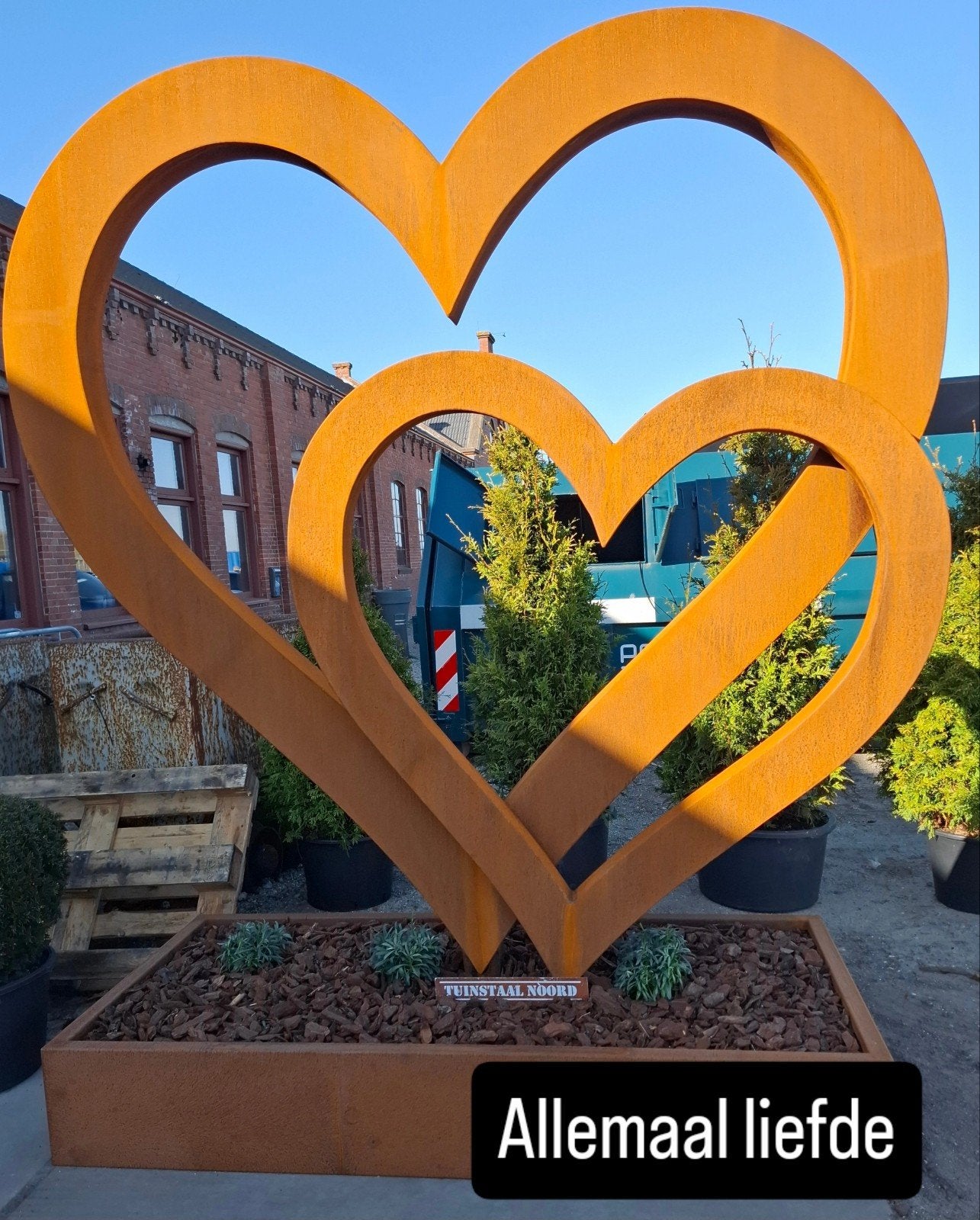 grote cortenstaal harten. design tuinbeelden corten roest, Ophalen, Metaal