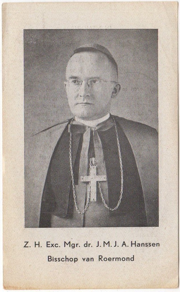Mgr. J.M.J.A. Hanssen 1906 Oostrum-Venray + 1958 Nijmegen, Verzenden