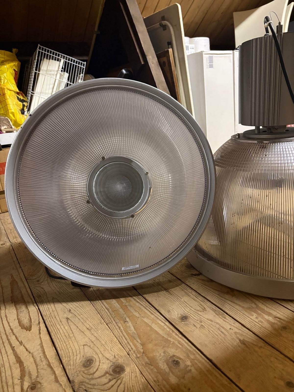 8 Industriële hanglampen met transparante kap, Ophalen, Gebruikt, Metaal, Overige fittingen