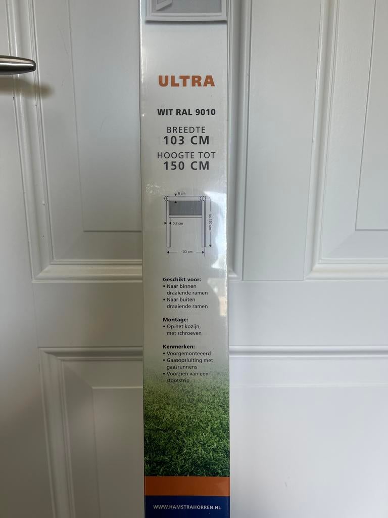 Nieuw: Hamstra rolhor voor raam, wit alum, b=103cm, h<=150cm, Ophalen, 100 tot 150 cm, Nieuw, Modern, strak