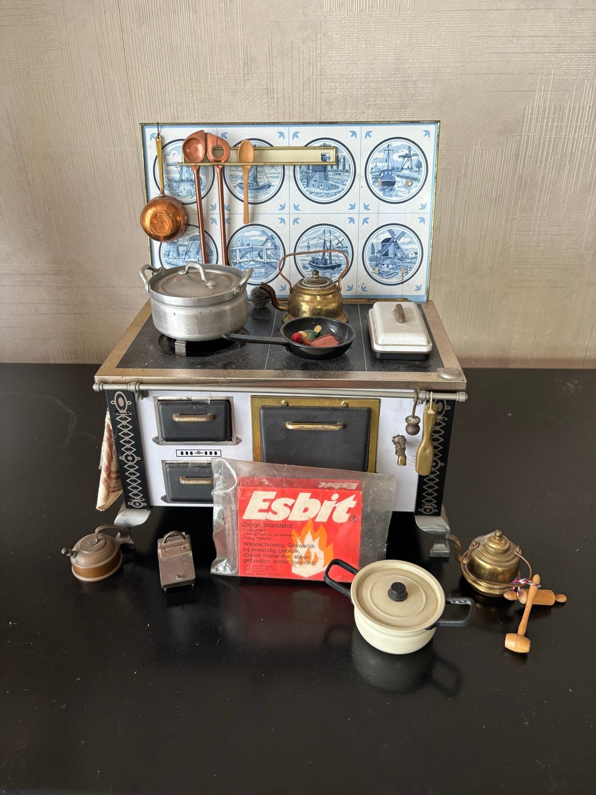 Vintage Esbit Miniatuur Fornuis met Accessoires, Ophalen, Gebruikt