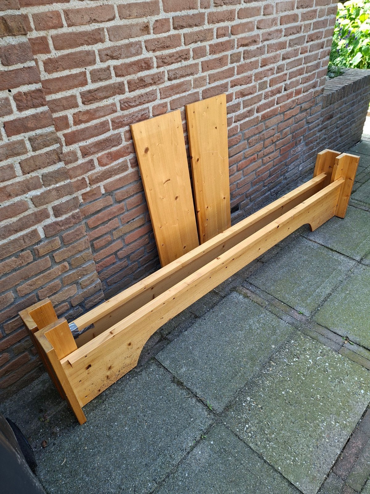 Eenpersoons massief houten bed 90x200 cm, Gebruikt, 90 cm, Eenpersoons, Wit