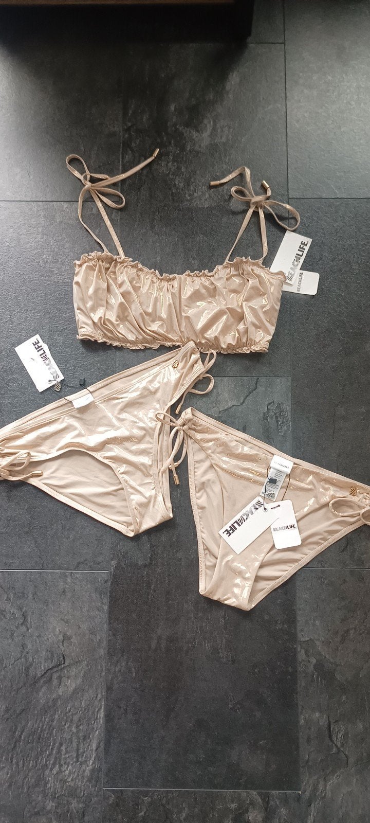 Nieuwe Beachlife bikini beige/goud met beugel - 40D/38/40, Ophalen, Nieuw, Beige, Bikini