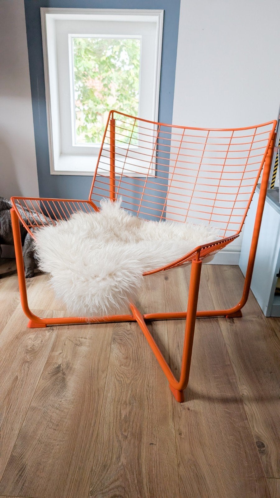 Ikea skalboda fauteuil met schapenvacht, Ophalen, Overige kleuren, Modern, Industrieel, Zo goed als nieuw