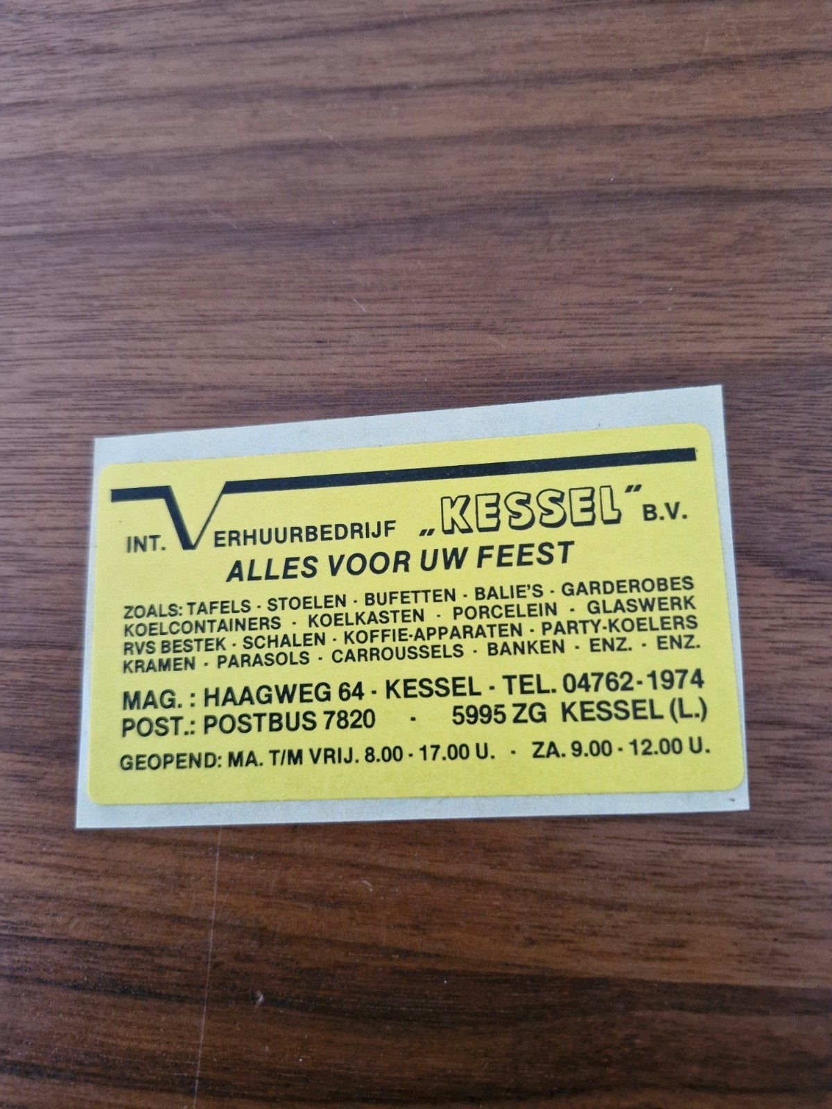 9540  Sticker Verhuurbedrijf Kessel B.V. - Alles voor uw F, Hobby en Vrije tijd, Stickers en Plaatjes, Ophalen of Verzenden, Gebruikt
