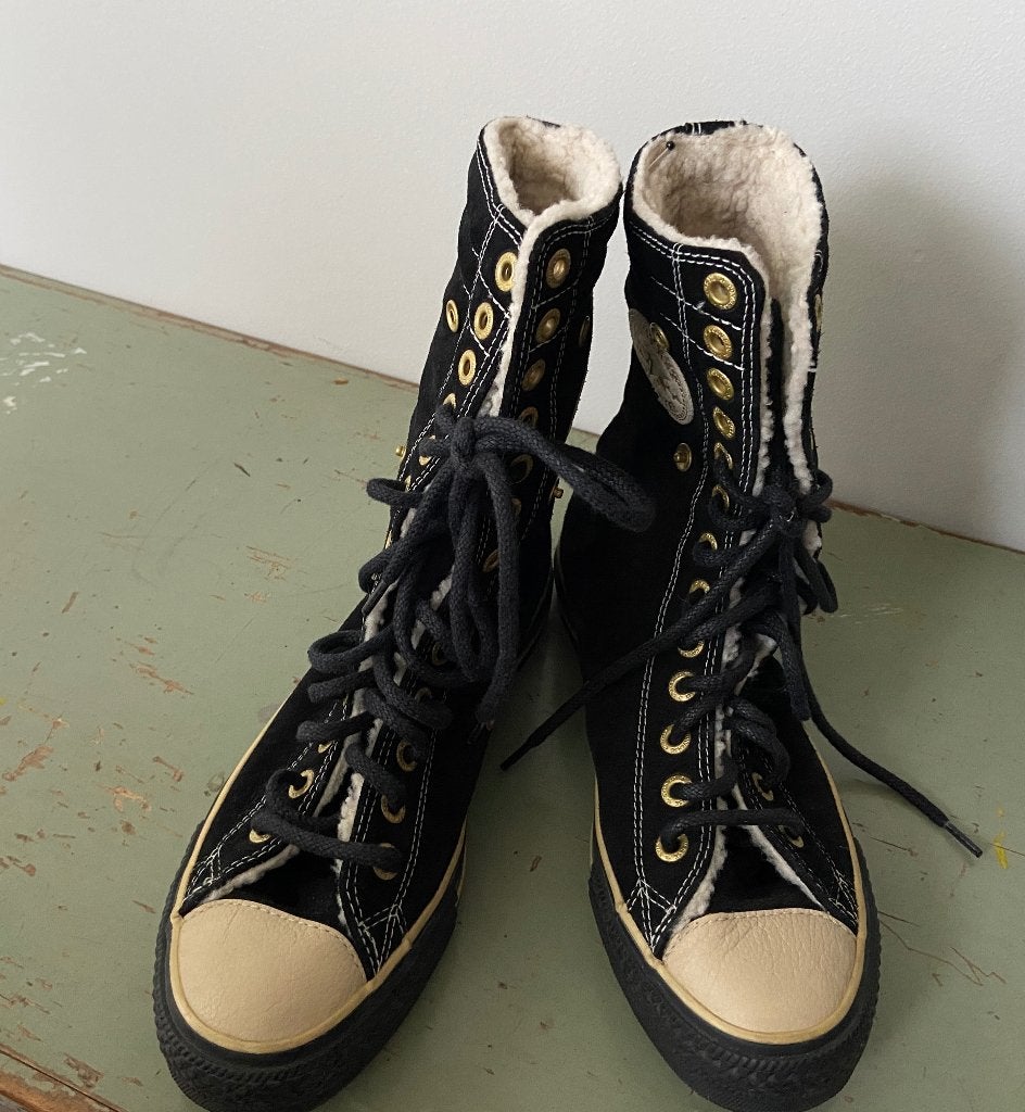 Gevoerde zwarte Converse schoenen maat 6, Zwart, Ophalen of Verzenden, Converse All Stars, Sneakers of Gympen