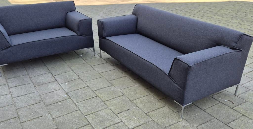Design On Stock Bloq Bank 2,5 + 1,5 zit stof antraciet grijs, Pode edit rolf benz bert plantagie, Tweepersoons, 75 tot 100 cm